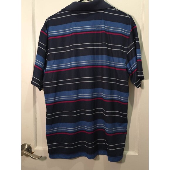 Ben Hogan Performance Polo Shirt Ventilated Striped Navy/Blue/Red L - Picture 6 of 8